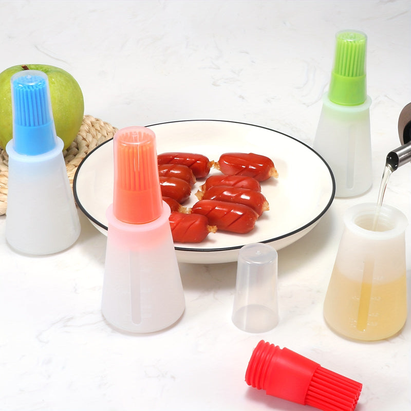 Silicone Basting Brush with Lid & Measurements - BBQ & Cooking Marinade Tool