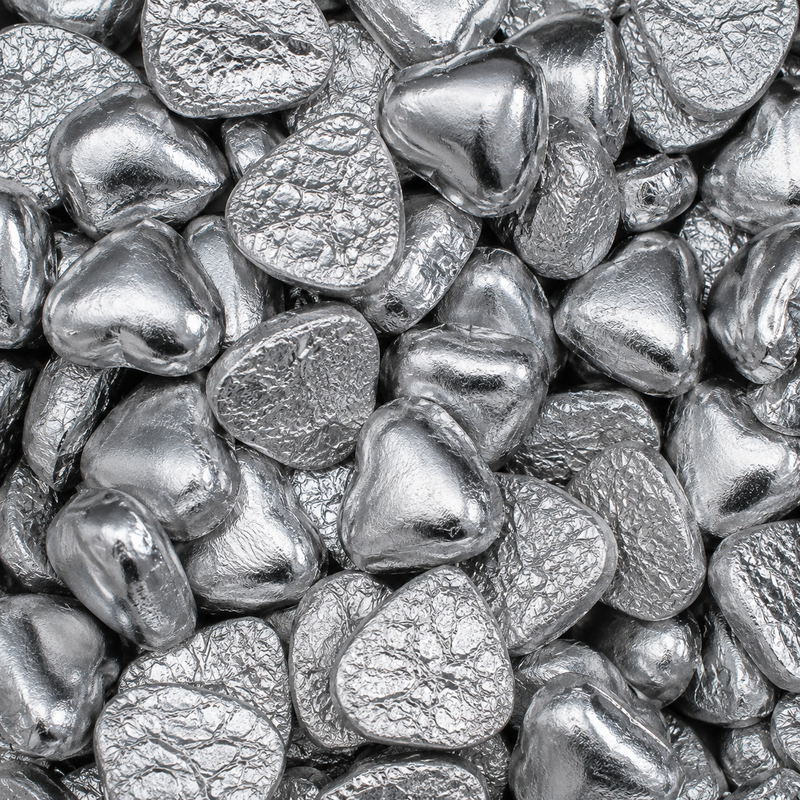 Silver Foil Milk Chocolate Hearts