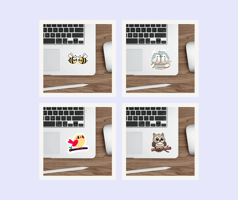 Whimsical Sticker Bundle – Cute Bees, Birds & Owls