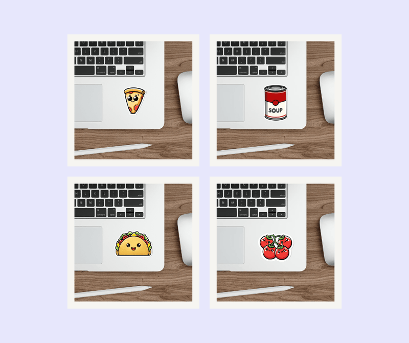 Soup, Pizza, Taco & Tomato Food Sticker Bundle