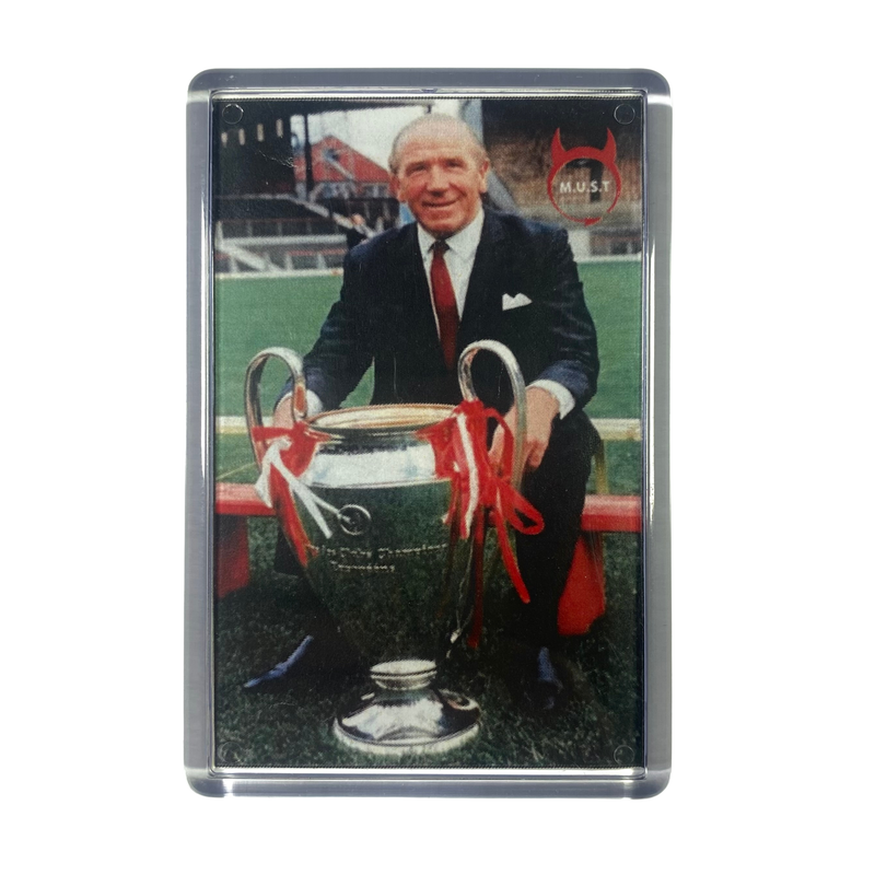 Sir Matt Busby With European Cup Fridge Magnet