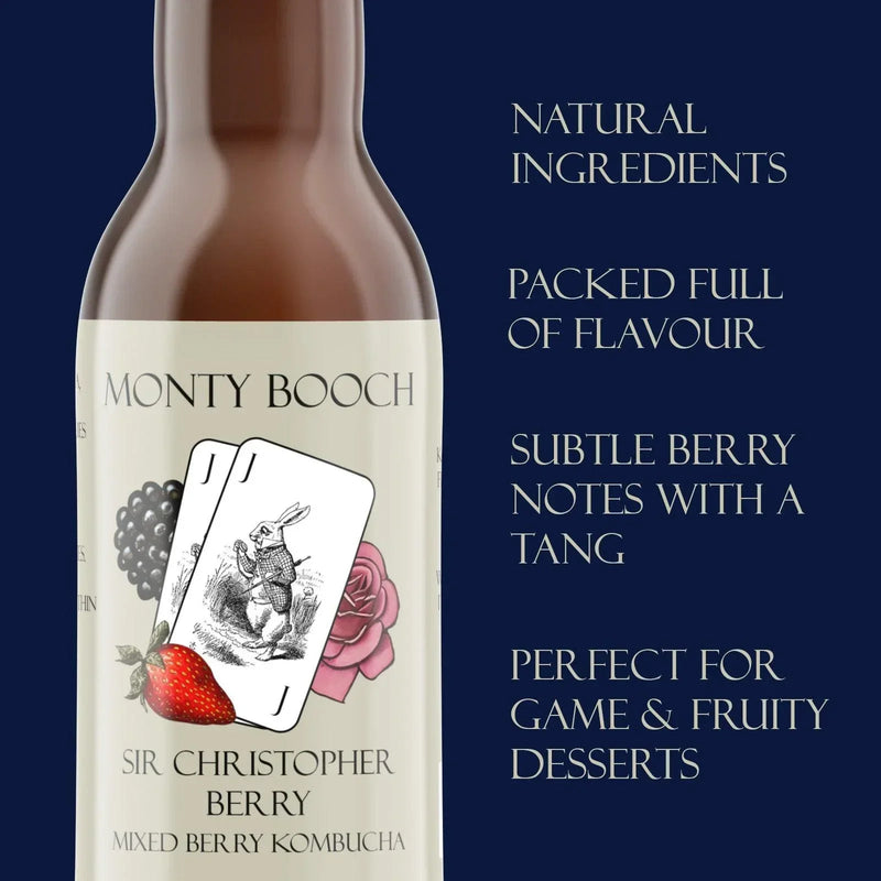 Sir Christopher Berry Raw, Unfiltered, Mixed Berry Kombucha 330ml (12 Pack)
