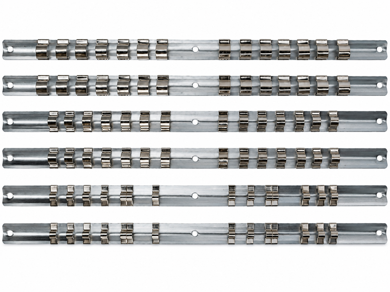 6pc Socket Rail Set 1/2" 3/8" 1/4" Storage Holder Grip Organiser Tool Storage (Copy)