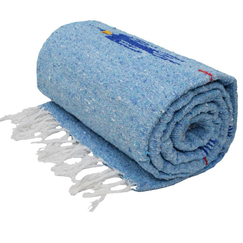 Sky Blue Baja Thunderbird Mexican Blanket