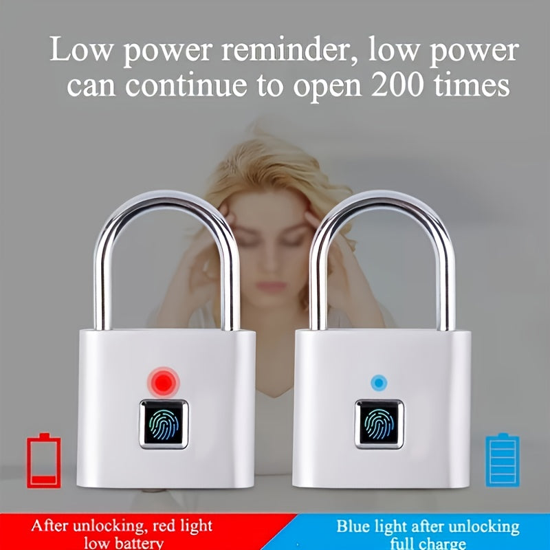 Smart Fingerprint Padlock - Waterproof, Keyless & USB Rechargeable Lock for Luggage, Backpacks & Travel