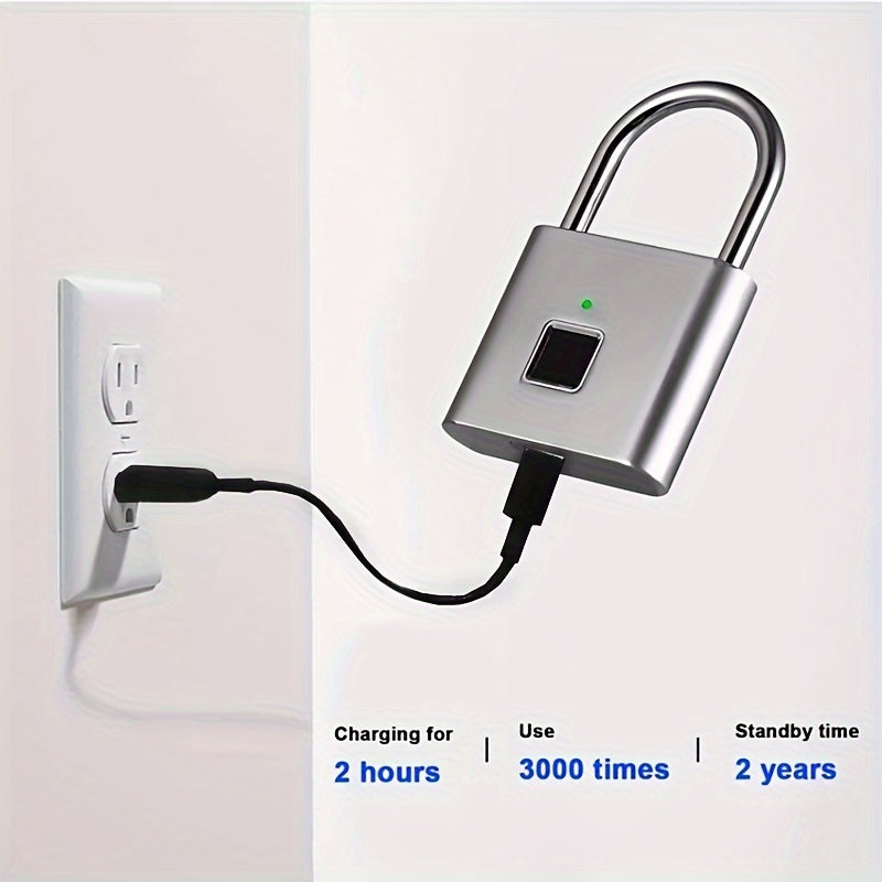 Smart Fingerprint Padlock - Waterproof, Keyless & USB Rechargeable Lock for Luggage, Backpacks & Travel