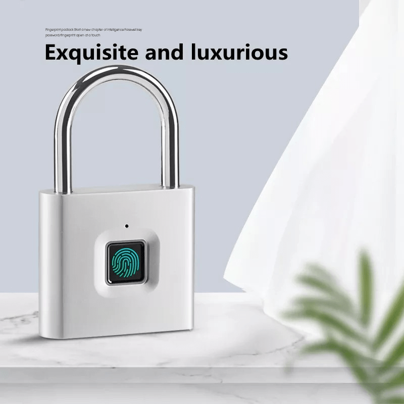 Smart Fingerprint Padlock - Waterproof, Keyless & USB Rechargeable Lock for Luggage, Backpacks & Travel