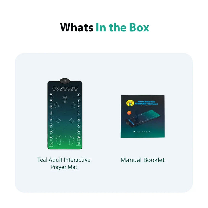 Adults & Reverts Interactive Prayer Mat (Teal) | Learn Salah Step by Step