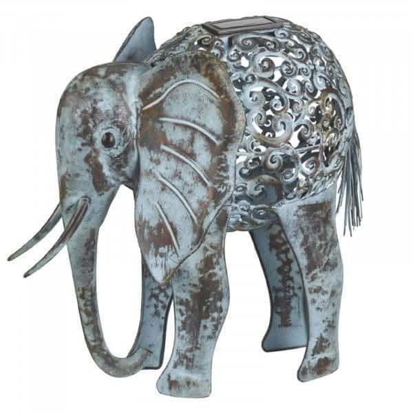 Solar Metal Silhouette Elephant Garden Ornament