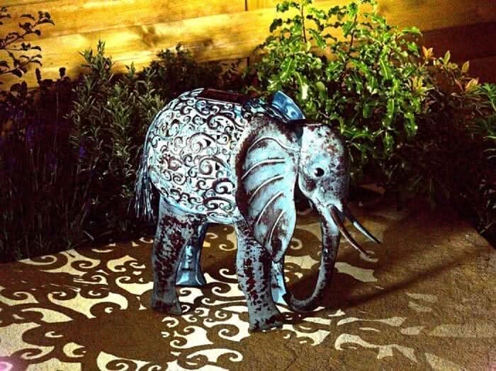 Solar Metal Silhouette Elephant Garden Ornament