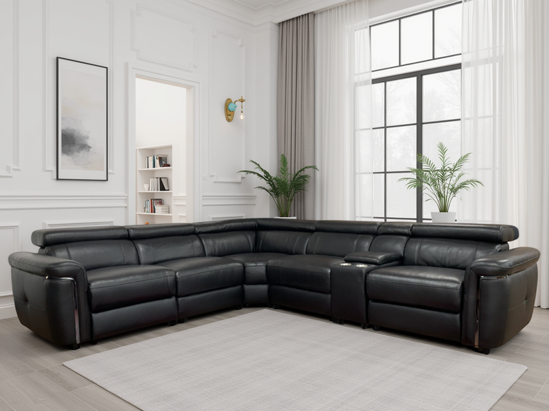 Somerville Black Electric Recliner Corner Sofa Luxury Large Modular Seating