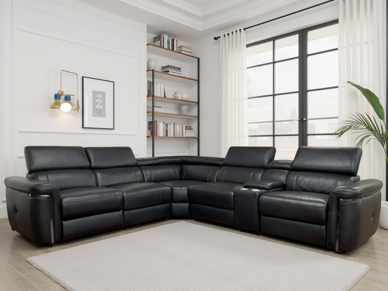 Somerville Black Electric Recliner Corner Sofa Luxury Large Modular Seating