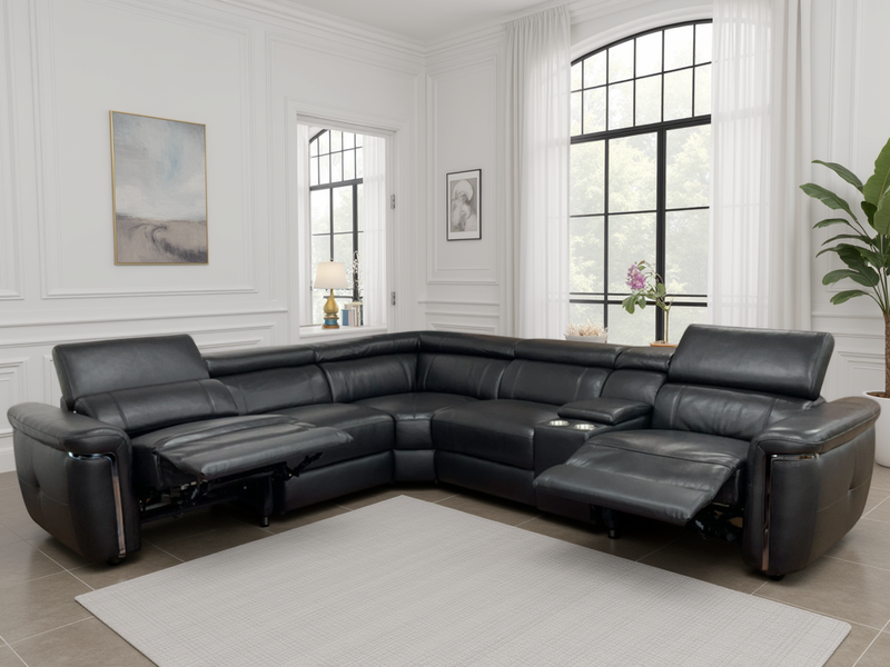 Somerville Black Electric Recliner Corner Sofa Luxury Large Modular Seating
