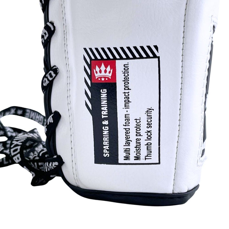 Playerz SparTech Lace Boxing Gloves - White/Black