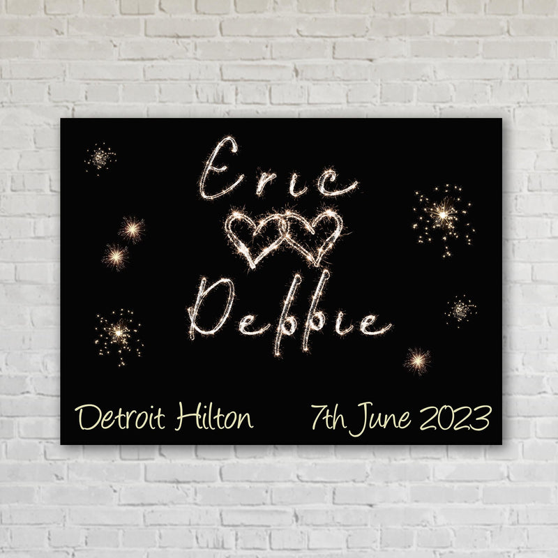 Sparkler Couples Names Custom Artwork
