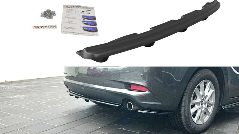 Maxton Design - CENTRAL REAR SPLITTER MAZDA 3 MK3 FACELIFT (2017-UP) (WITH VERTICAL BARS)