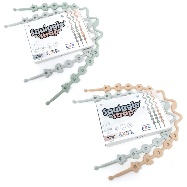 Squiggle Strap® Antimicrobial Silicone Toy Straps (2pcs)