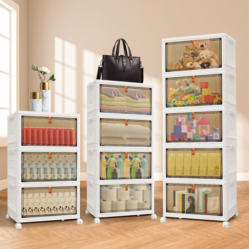 3/4/5 Tier Stackable Storage Boxes with Lids - Thickened Portable Units