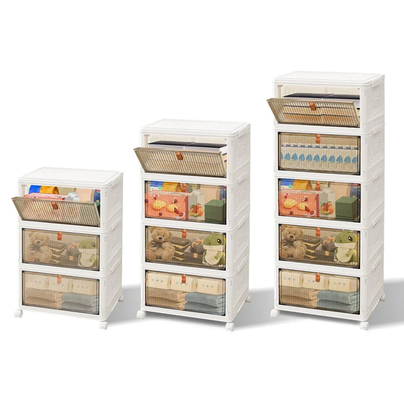 3/4/5 Tier Stackable Storage Boxes with Lids - Thickened Portable Units
