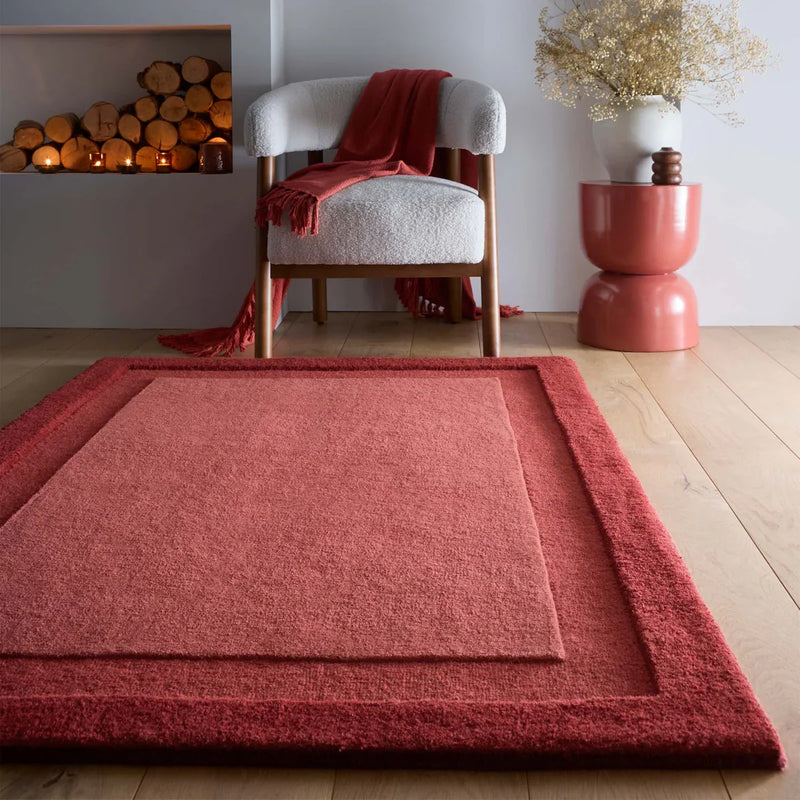 Origins Stacked Border Rug | Wine Red