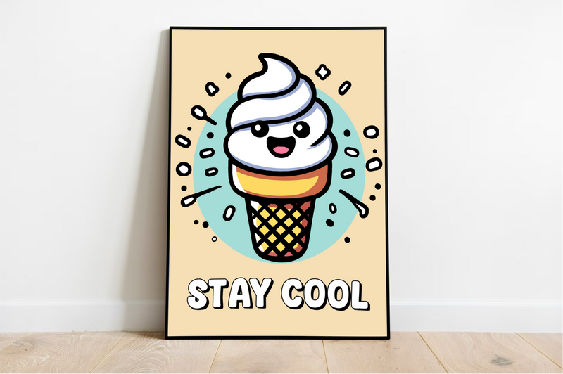 Stay Cool Ice Cream Art Print – Fun Cartoon Poster