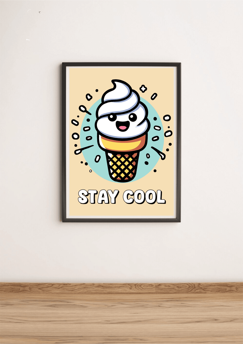 Stay Cool Ice Cream Art Print – Fun Cartoon Poster