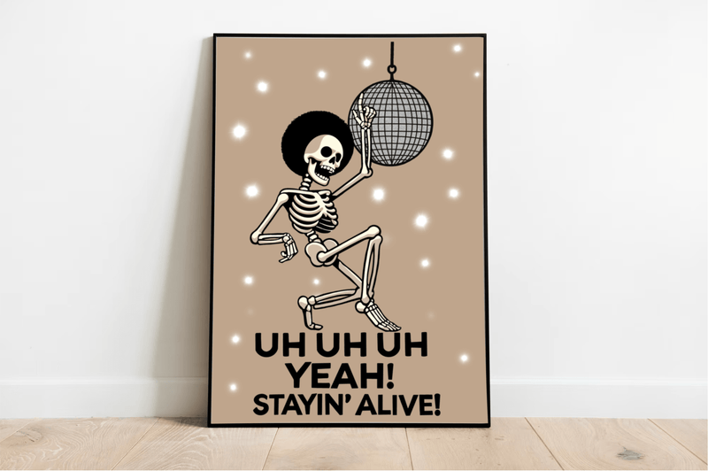 Staying Alive Skeleton Disco Art Print – Funky & Fun