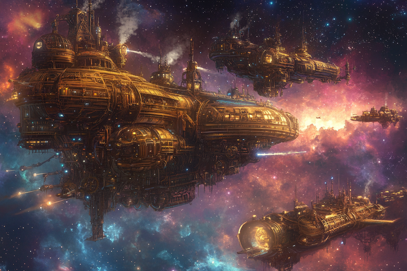 Steampunk Starship Canvas