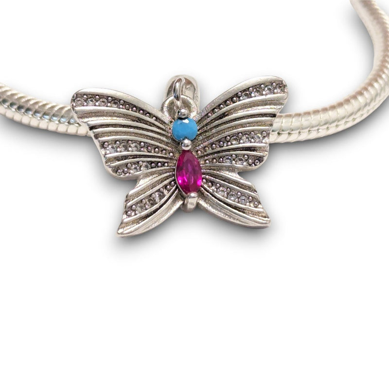 Silver Butterfly Dangle Charm