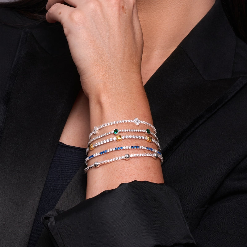 Beaded Cubic Zirconia Tennis Bracelet