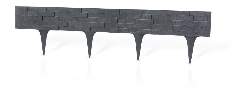 Lawn Edging, Plastic Palisade Slate Effect, 2.38m, Gray