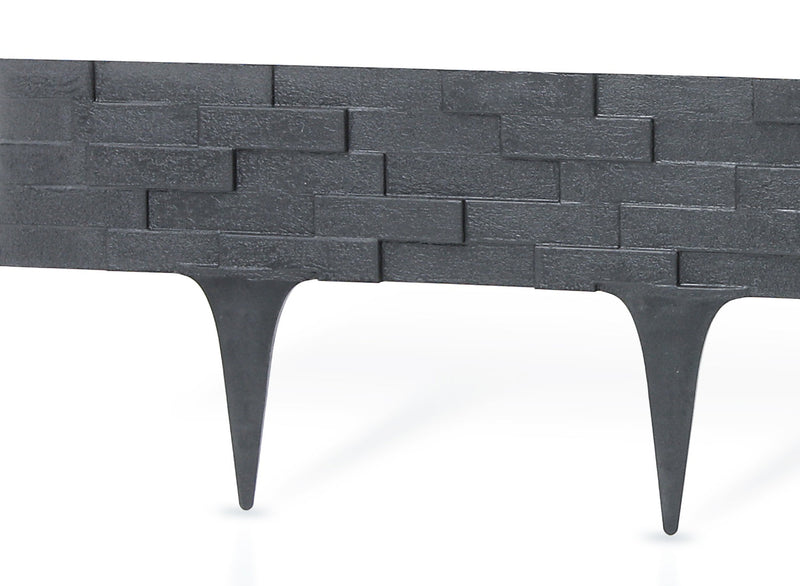 Lawn Edging, Plastic Palisade Slate Effect, 2.38m, Gray