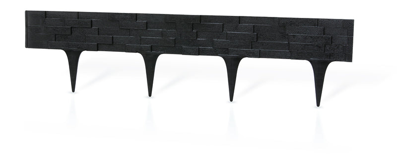 Lawn Edging, Plastic Palisade Slate Effect, 2.38m, Black