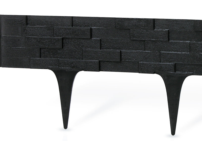 Lawn Edging, Plastic Palisade Slate Effect, 2.38m, Black