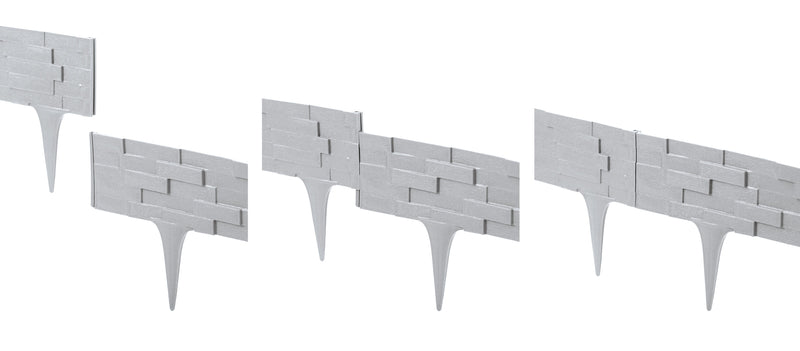 Lawn Edging, Plastic Palisade Slate Effect, 2.38m, Black