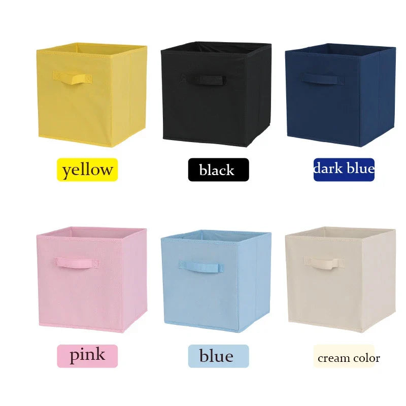 Foldable Non-Woven Storage Cube Organiser for Shelves & Wardrobes with Handles