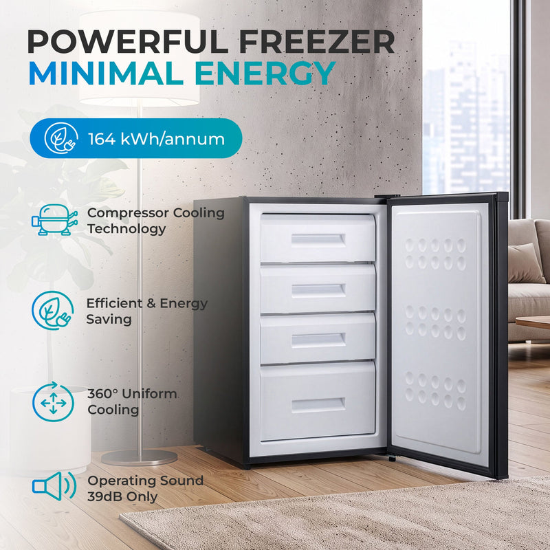Subcold Eco90F Under Counter Freezer | 90L (85L Net, 4 Drawers, Garage Safe) - Black
