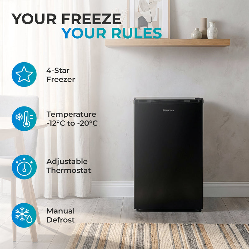 Subcold Eco90F Under Counter Freezer | 90L (85L Net, 4 Drawers, Garage Safe) - Black