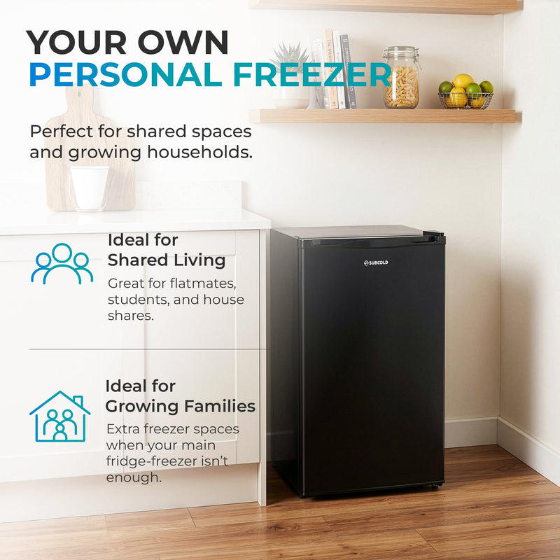 Subcold Eco90F Under Counter Freezer | 90L (85L Net, 4 Drawers, Garage Safe) - Black