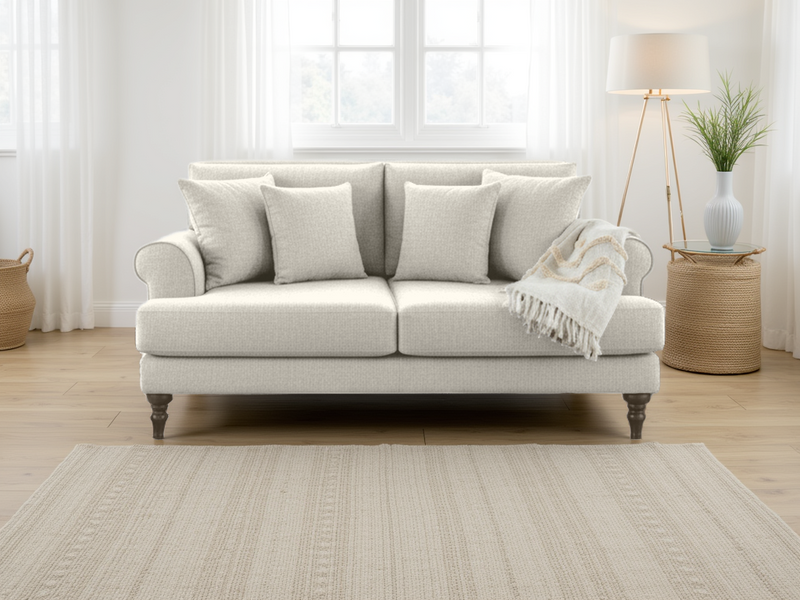 Comfortable Summer Legacy Beige Two-Seater Sofa with Anti-Slip Cushions