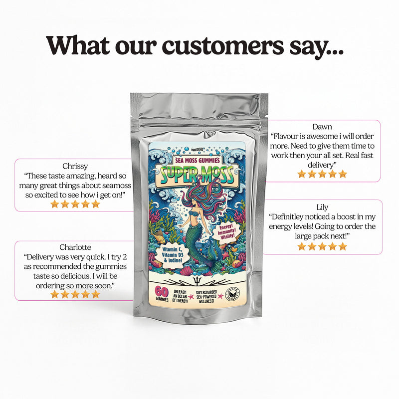 SuperMoss Sea Moss Gummies | Apple Flavour | 10 Gummies | Sea-Powered Energy, Immunity & Vitality