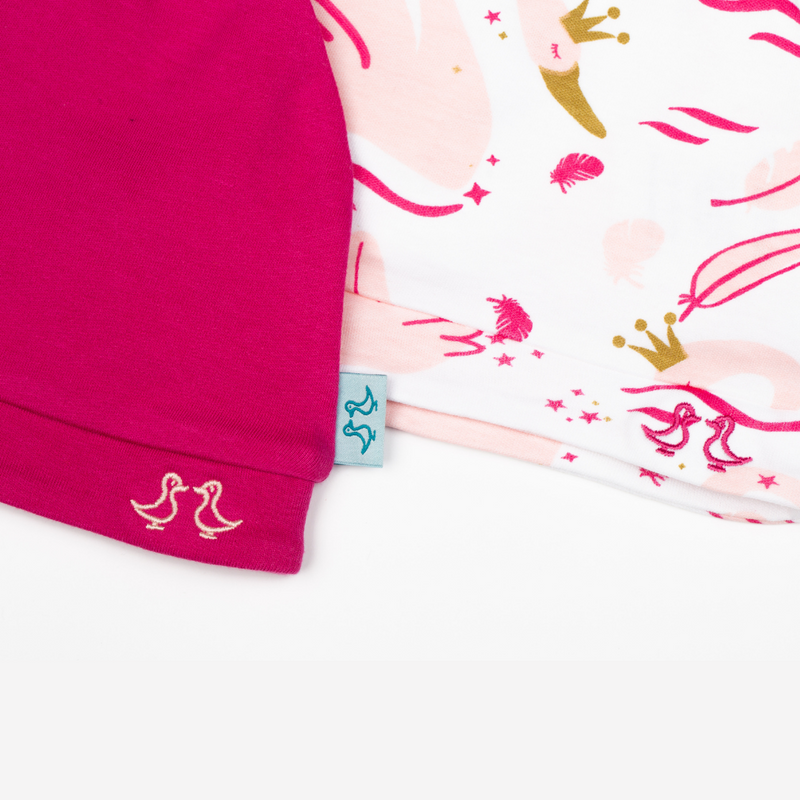 Swan Princess Print Girls Set of 2 Baby Hats