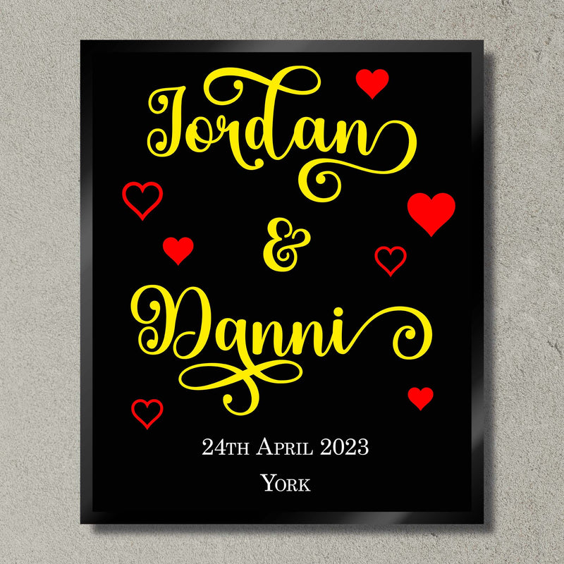 Illuminated Artwork "Couple in Love" with Personalisation