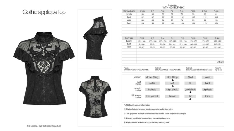 Punk Rave Gothic Applique Top