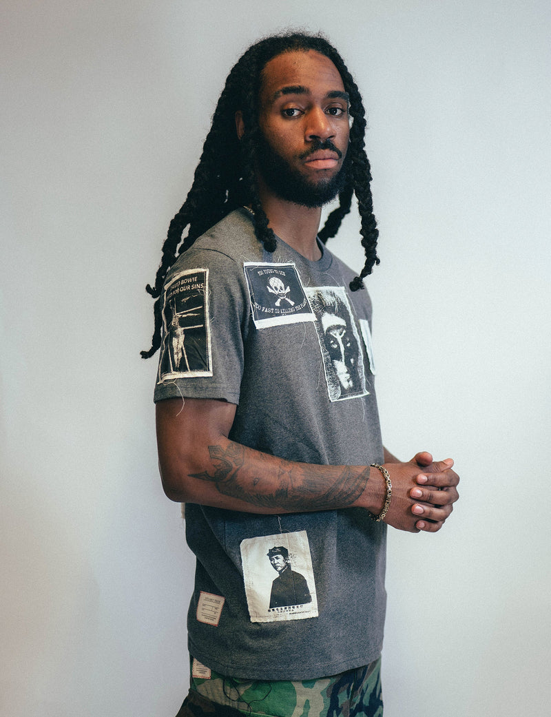 'Saint' Multipatch T-Shirt in Grey