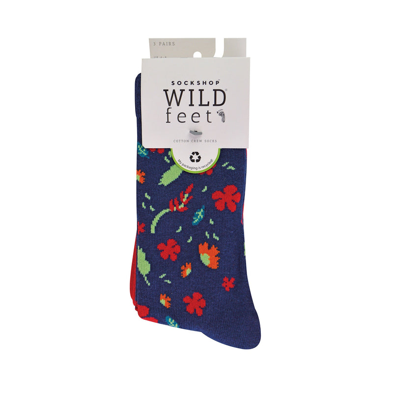 3 Pack Ladies Floral Novelty Cotton Socks
