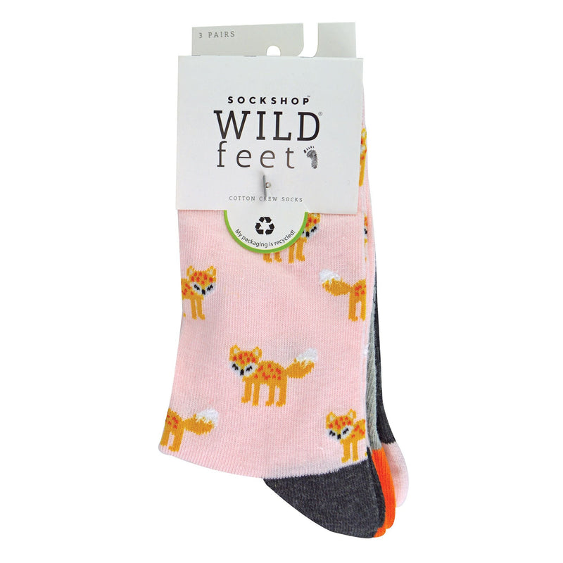 3 Pack Ladies Foxes Novelty Cotton Socks