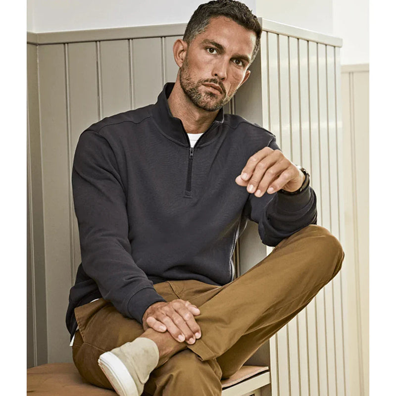 Tee Jays 5506 Ribbed Interlock Half Zip Sweatshirt