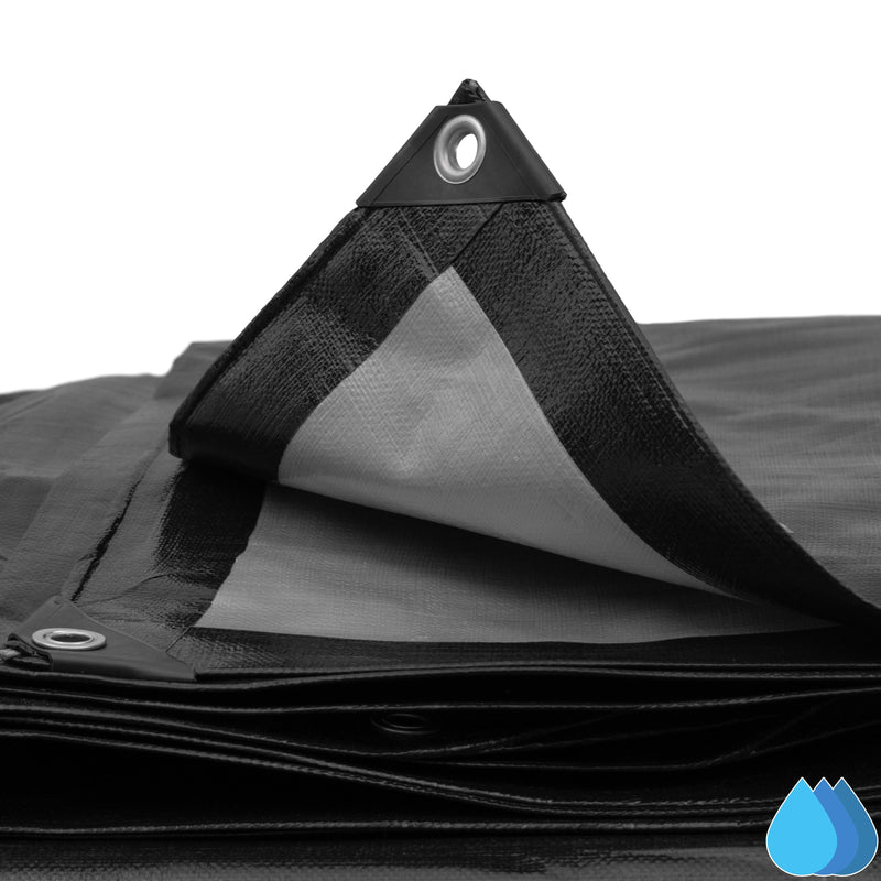 5m x 8m Black & Silver Tarpaulins, L-Grade 220 GSM