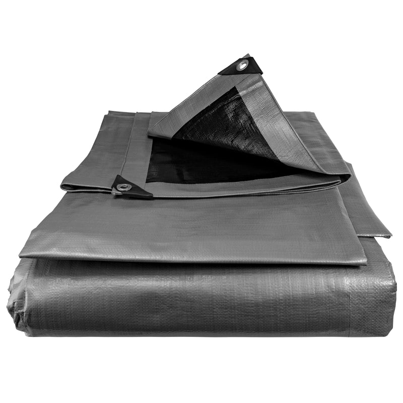 XL-Grade Silver Black Tarpaulin 5m x 5m